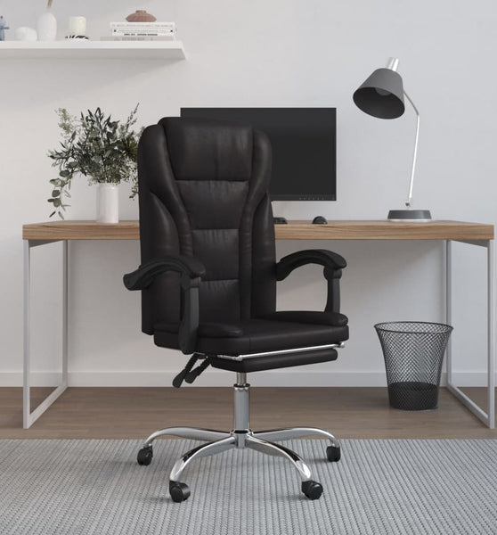 Bürostuhl mit Liegefunktion Schwarz Kunstleder