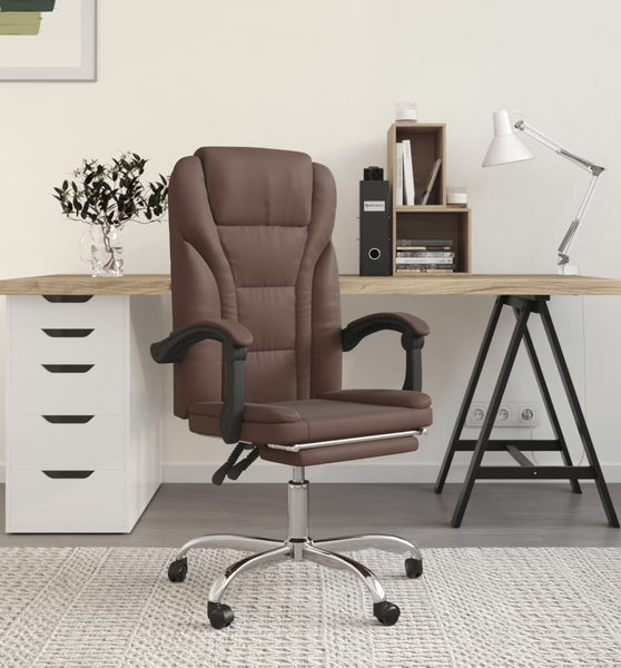 Bürostuhl mit Liegefunktion Braun Kunstleder