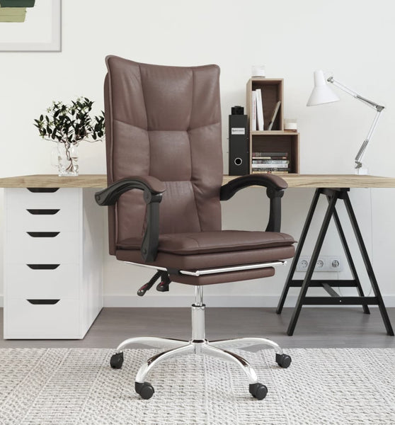 Bürostuhl mit Liegefunktion Braun Kunstleder