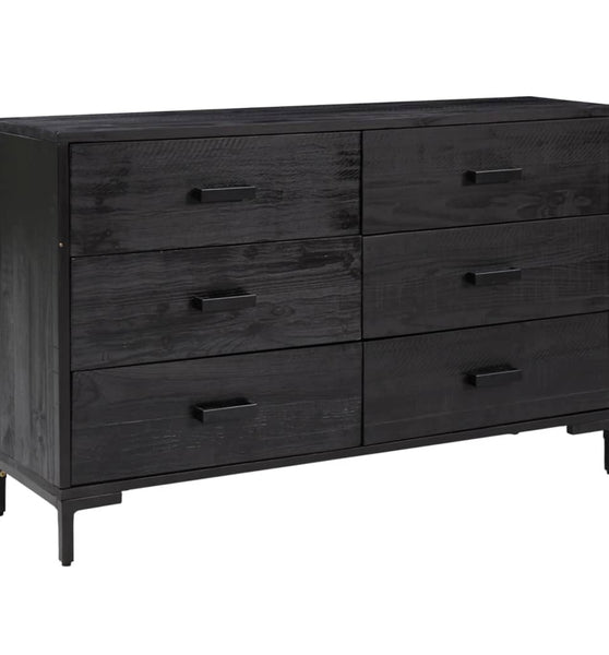 Sideboard Schwarz 110x35x70 cm Massivholz Kiefer