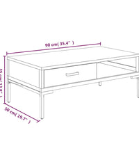 Couchtisch 90x50x35 cm Massivholz Kiefer