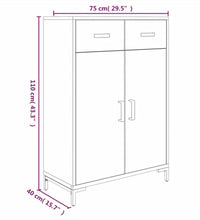 Schuhschrank Schwarz 75x40x110 cm Massivholz Kiefer