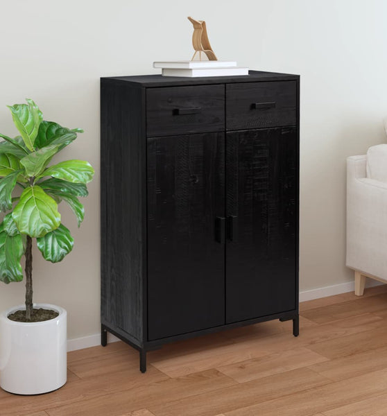 Schuhschrank Schwarz 75x40x110 cm Massivholz Kiefer