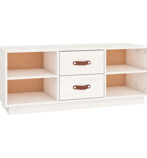 TV-Schrank Weiß 100x34x40 cm Massivholz Kiefer