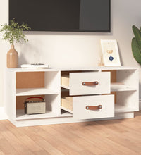 TV-Schrank Weiß 100x34x40 cm Massivholz Kiefer