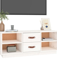 TV-Schrank Weiß 100x34x40 cm Massivholz Kiefer