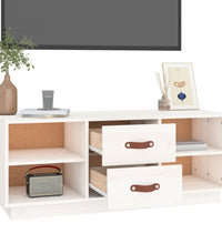 TV-Schrank Weiß 100x34x40 cm Massivholz Kiefer