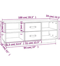 TV-Schrank Weiß 100x34x40 cm Massivholz Kiefer