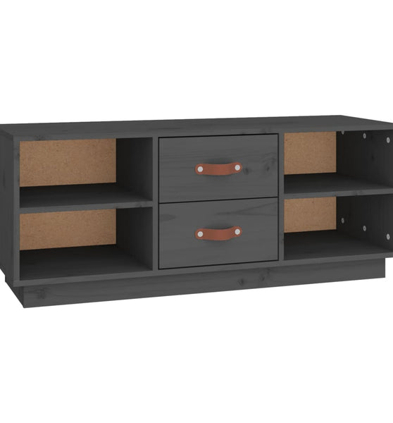 TV-Schrank Grau 100x34x40 cm Massivholz Kiefer