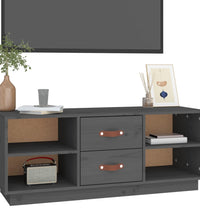 TV-Schrank Grau 100x34x40 cm Massivholz Kiefer