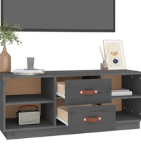 TV-Schrank Grau 100x34x40 cm Massivholz Kiefer