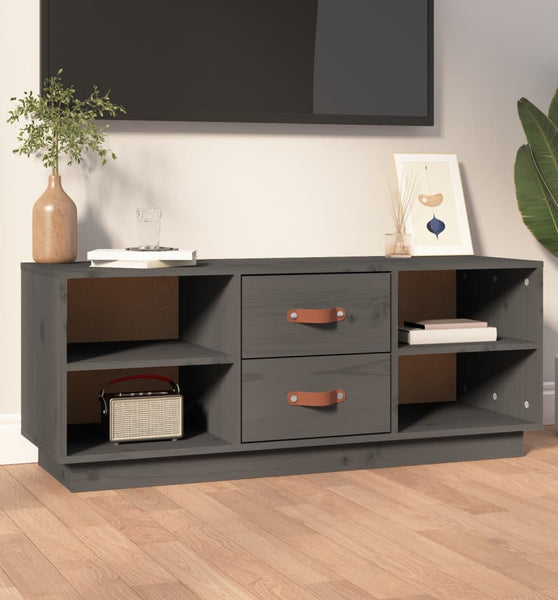 TV-Schrank Grau 100x34x40 cm Massivholz Kiefer