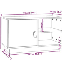 TV-Schrank Weiß 70x34x40 cm Massivholz Kiefer