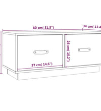 TV-Schrank Grau 80x34x35 cm Massivholz Kiefer