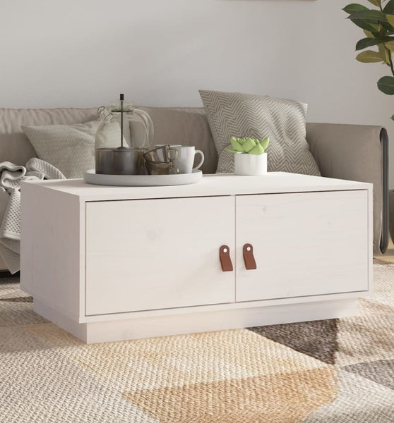 Couchtisch Weiß 80x50x35 cm Massivholz Kiefer