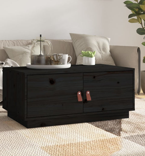 Couchtisch Schwarz 80x50x35 cm Massivholz Kiefer