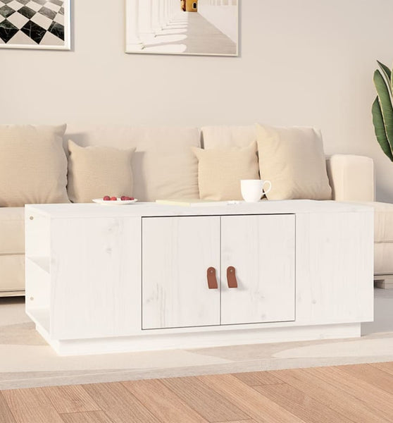 Couchtisch Weiß 100x50x41 cm Massivholz Kiefer