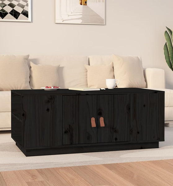 Couchtisch Schwarz 100x50x41 cm Massivholz Kiefer