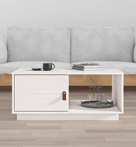 Couchtisch Weiß 80x50x35,5 cm Massivholz Kiefer