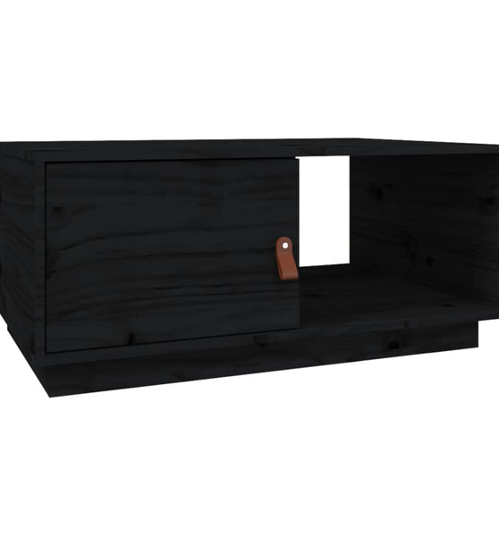 Couchtisch Schwarz 80x50x35,5 cm Massivholz Kiefer