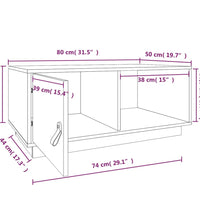 Couchtisch Schwarz 80x50x35,5 cm Massivholz Kiefer