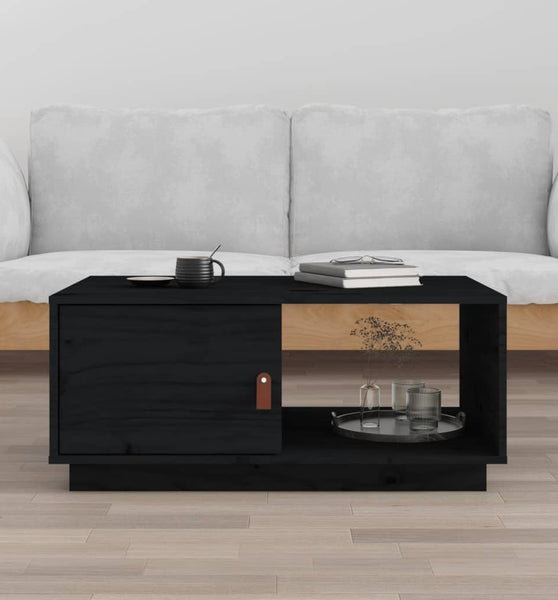 Couchtisch Schwarz 80x50x35,5 cm Massivholz Kiefer