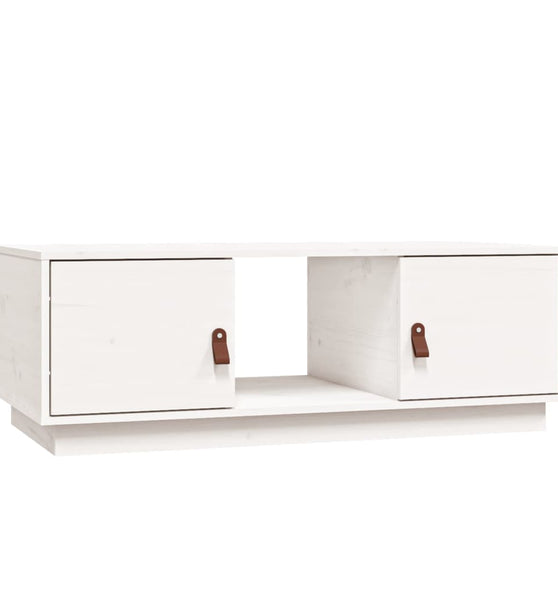 Couchtisch Weiß 100x50x35 cm Massivholz Kiefer