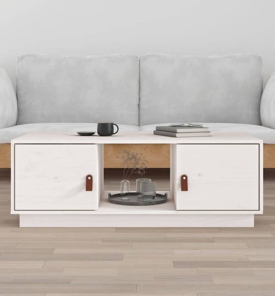 Couchtisch Weiß 100x50x35 cm Massivholz Kiefer