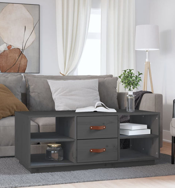 Couchtisch Grau 100x50x41 cm Massivholz Kiefer