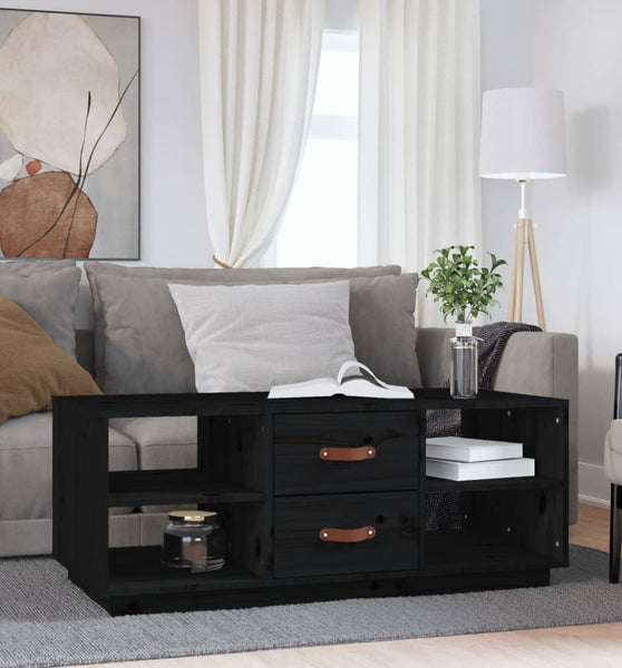 Couchtisch Schwarz 100x50x41 cm Massivholz Kiefer