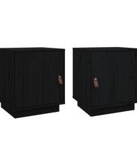 Nachttische 2 Stk. Schwarz 40x34x45 cm Massivholz Kiefer