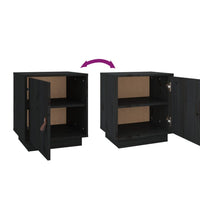 Nachttische 2 Stk. Schwarz 40x34x45 cm Massivholz Kiefer