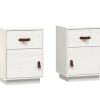 Nachttische 2 Stk. Weiß 40x34x55 cm Massivholz Kiefer