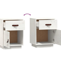 Nachttische 2 Stk. Weiß 40x34x55 cm Massivholz Kiefer