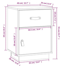 Nachttische 2 Stk. Weiß 40x34x55 cm Massivholz Kiefer