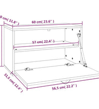 Wandschrank Grau 60x30x35 cm Massivholz Kiefer