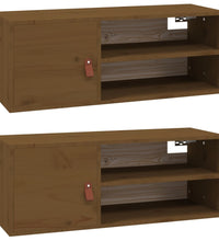 Wandschränke 2 Stk. Honigbraun 80x30x30 cm Massivholz Kiefer
