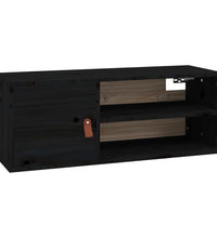 Wandschränke 2 Stk. Schwarz 80x30x30 cm Massivholz Kiefer