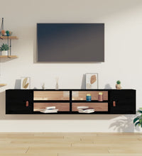 Wandschränke 2 Stk. Schwarz 80x30x30 cm Massivholz Kiefer