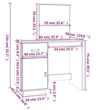 Schminktisch Grau 95x50x134 cm Massivholz Kiefer
