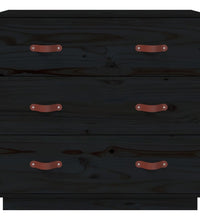 Sideboard Schwarz 80x40x75 cm Massivholz Kiefer