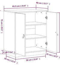 Sideboard Schwarz 65,5x40x75 cm Massivholz Kiefer