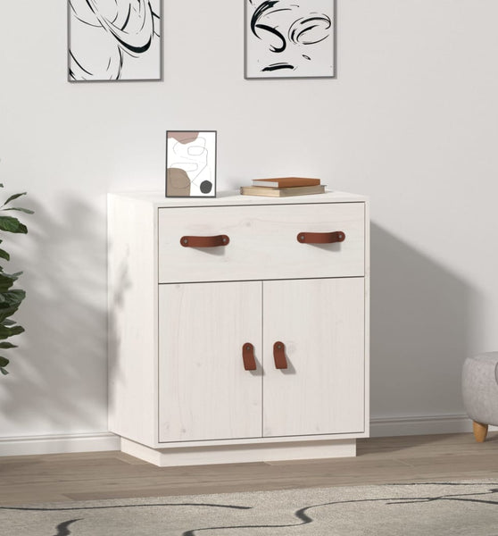 Sideboard Weiß 65,5x40x75 cm Massivholz Kiefer