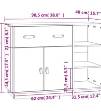 Sideboard Weiß 98,5x40x75 cm Massivholz Kiefer