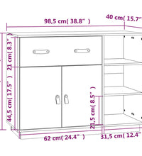 Sideboard Grau 98,5x40x75 cm Massivholz Kiefer