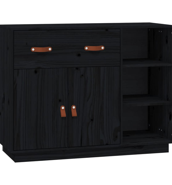 Sideboard Schwarz 98,5x40x75 cm Massivholz Kiefer