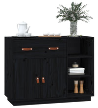 Sideboard Schwarz 98,5x40x75 cm Massivholz Kiefer