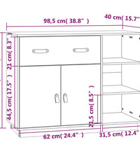 Sideboard Schwarz 98,5x40x75 cm Massivholz Kiefer