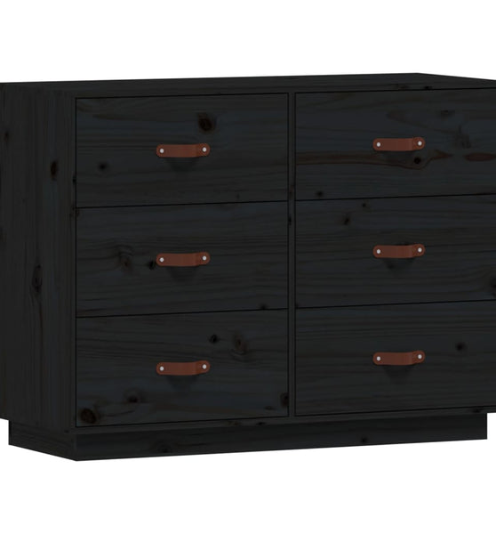 Sideboard Schwarz 100x40x75 cm Massivholz Kiefer