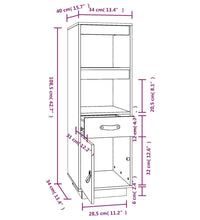 Highboard Schwarz 34x40x108,5 cm Massivholz Kiefer